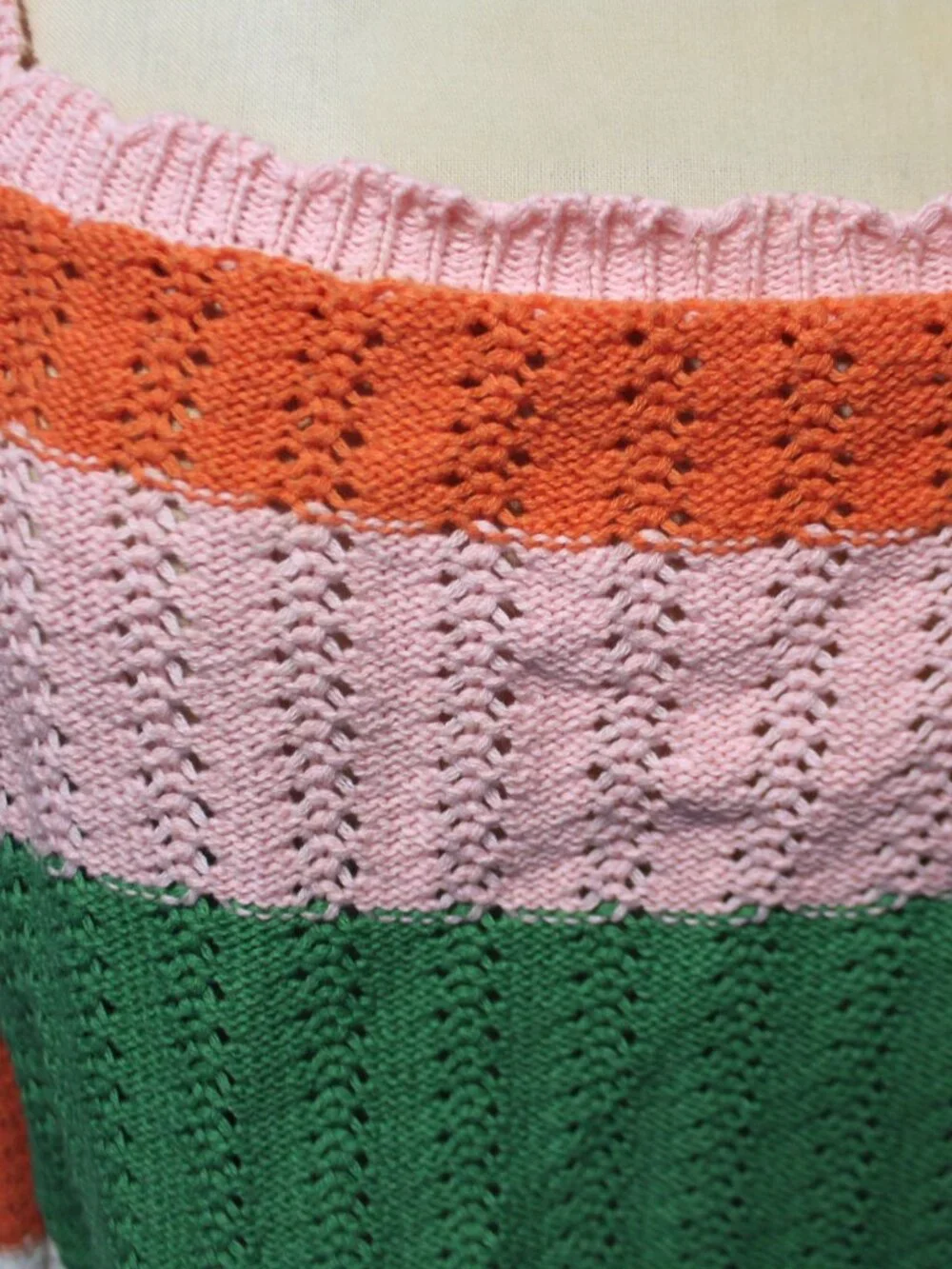 LA Hearts PacSun Crochet Knit Crop Sweater Top Striped Colorblock Y2K M
